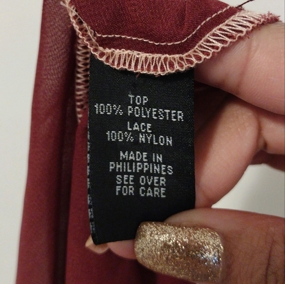 A. Byer - Burgundy Ombre Sheer Blouse - Picture 13 of 14